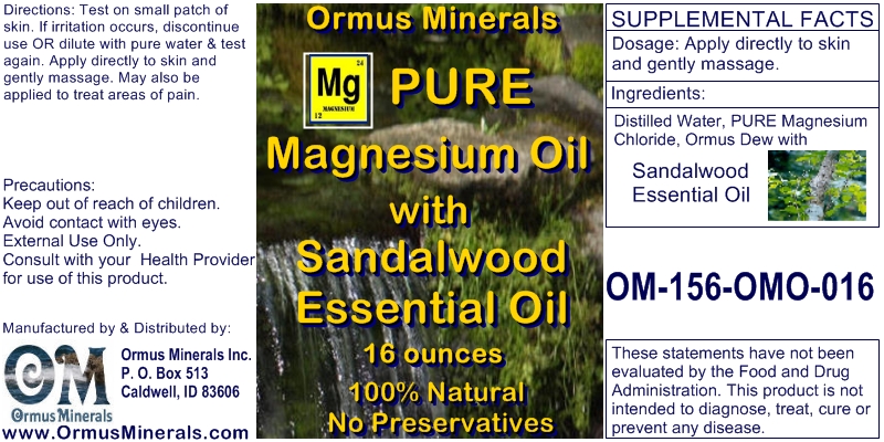 Ormus Minerals Pure Magnesium Oil with Sandalwood Essential Oil