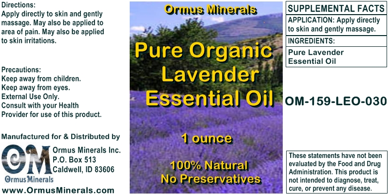 Ormus Minerals Pure Organic Lavender Essential Oil 1 oz